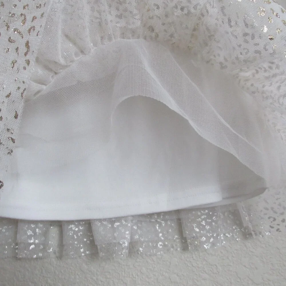 Childrens Place Sleeveless Tulle Dress Girls Size‎ 12-18M White Cream Gold Lined